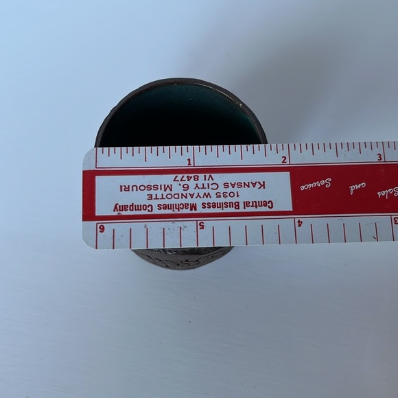 Mohawk Pottery Vase Geometric Design Turtle and Dove 1970s turquoise interior - Picture 8 of 9